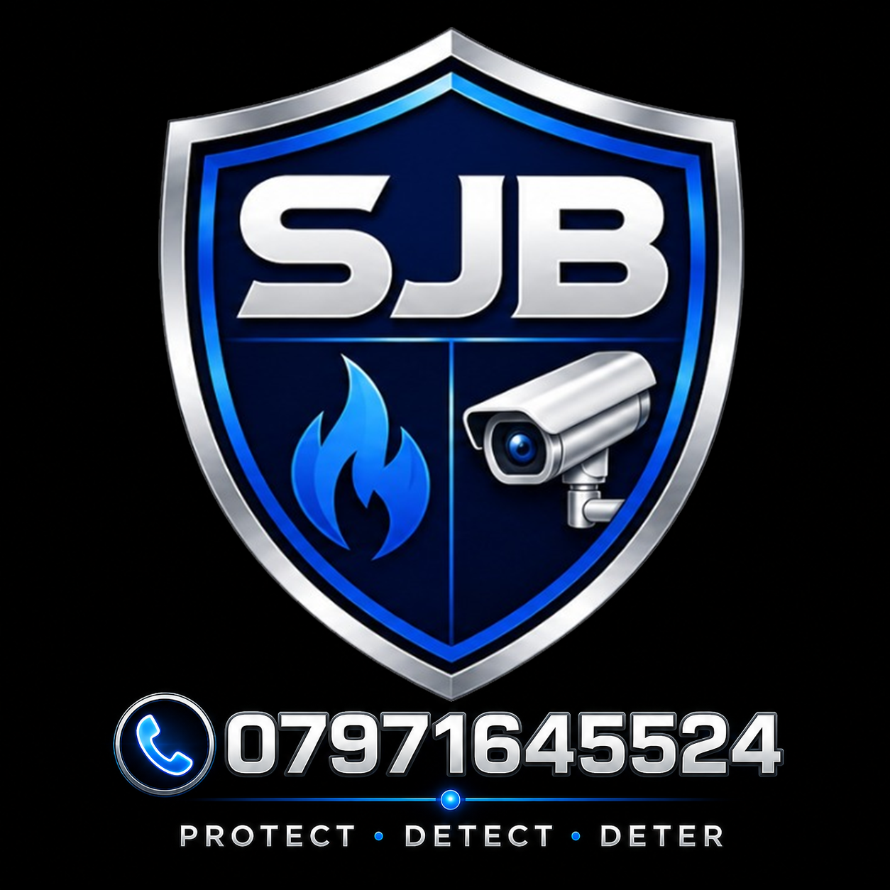 SJB shield emblem representing fire and CCTV protection